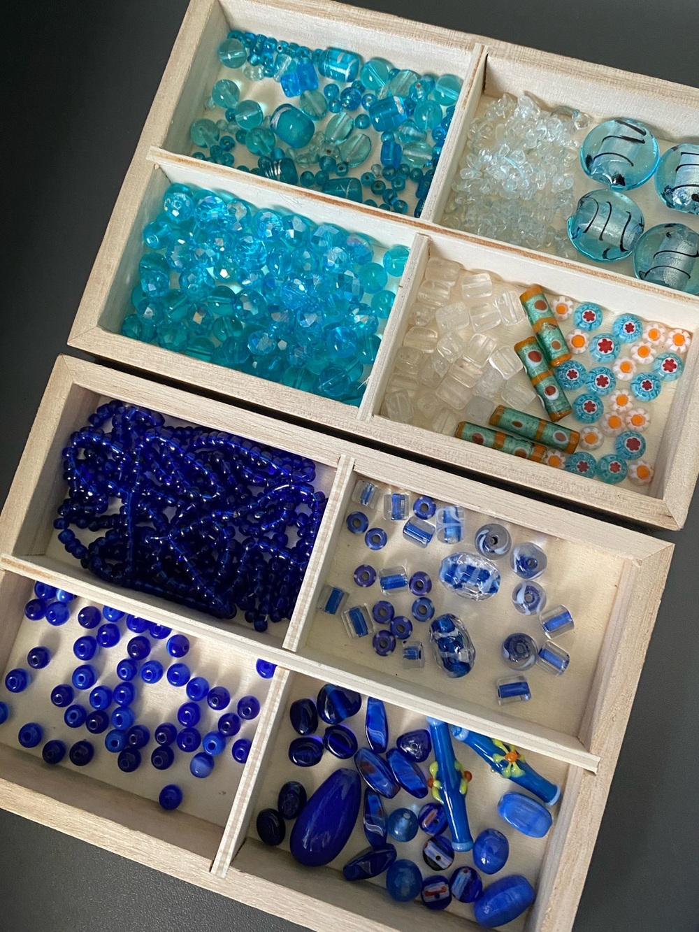 Bead lot of Blue and Aqua Glass Beads